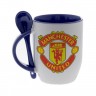 Кружка синяя, с ложкой футбольного клуба Манчестер Юнайтед
