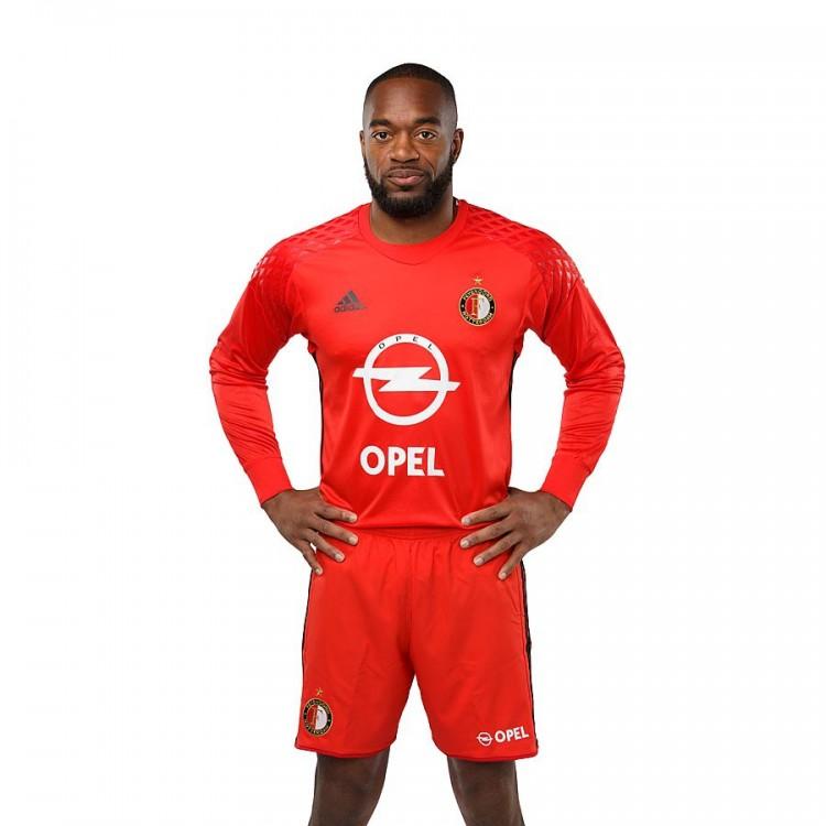 La forma masculina del club de fútbol portero Feyenoord 2016/2017 (conjunto: camiseta + pantalones cortos + polainas)