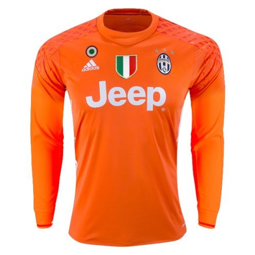A forma masculina do goleiro do clube de futebol Juventus 2016/2017 Inicio (conjunto: camiseta + calções + leggings)