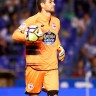 Forma de goleiro masculino do clube de futebol Deportivo La Coruña 2016/2017 (conjunto: T-shirt + calções + leggings)