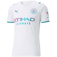 Детская форма футбольного клуба Манчестер Сити 2021/2022 Гостевая (комплект: футболка + шорты + гетры)    