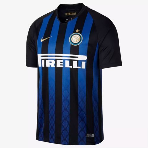A forma do jogador do clube de futebol Inter de Milão Yann Karamoh 2018/2019 Home (set: T-shirt + calções + leggings)