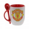 Кружка красная, с ложкой футбольного клуба Манчестер Юнайтед