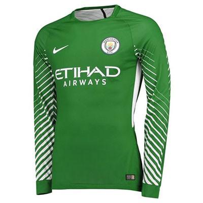 A forma masculina do guarda-redes do clube de futebol Manchester City 2017/2018 Inicio (conjunto: T-shirt + short + leggings)