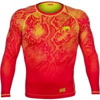 Рашгард мужской Venum Fusion Compression T-shirt - Orange Yellow Long Sleeves