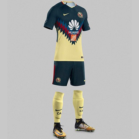 A forma do clube de futebol América 2017/2018 (conjunto: T-shirt + calções + leggings)