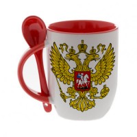 Кружка красная, с ложкой Сборная России